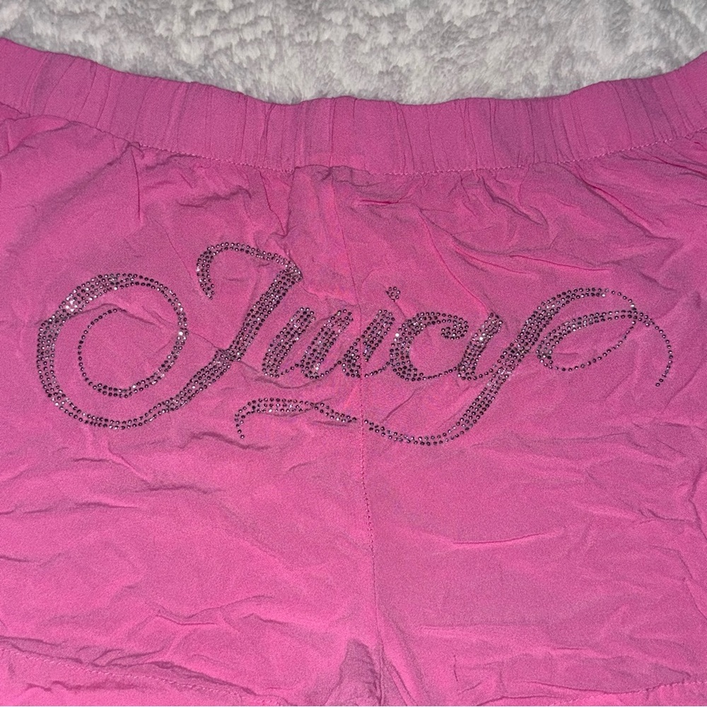 Juicy Couture Hot Pink Rhinestone Logo Athletic Shorts